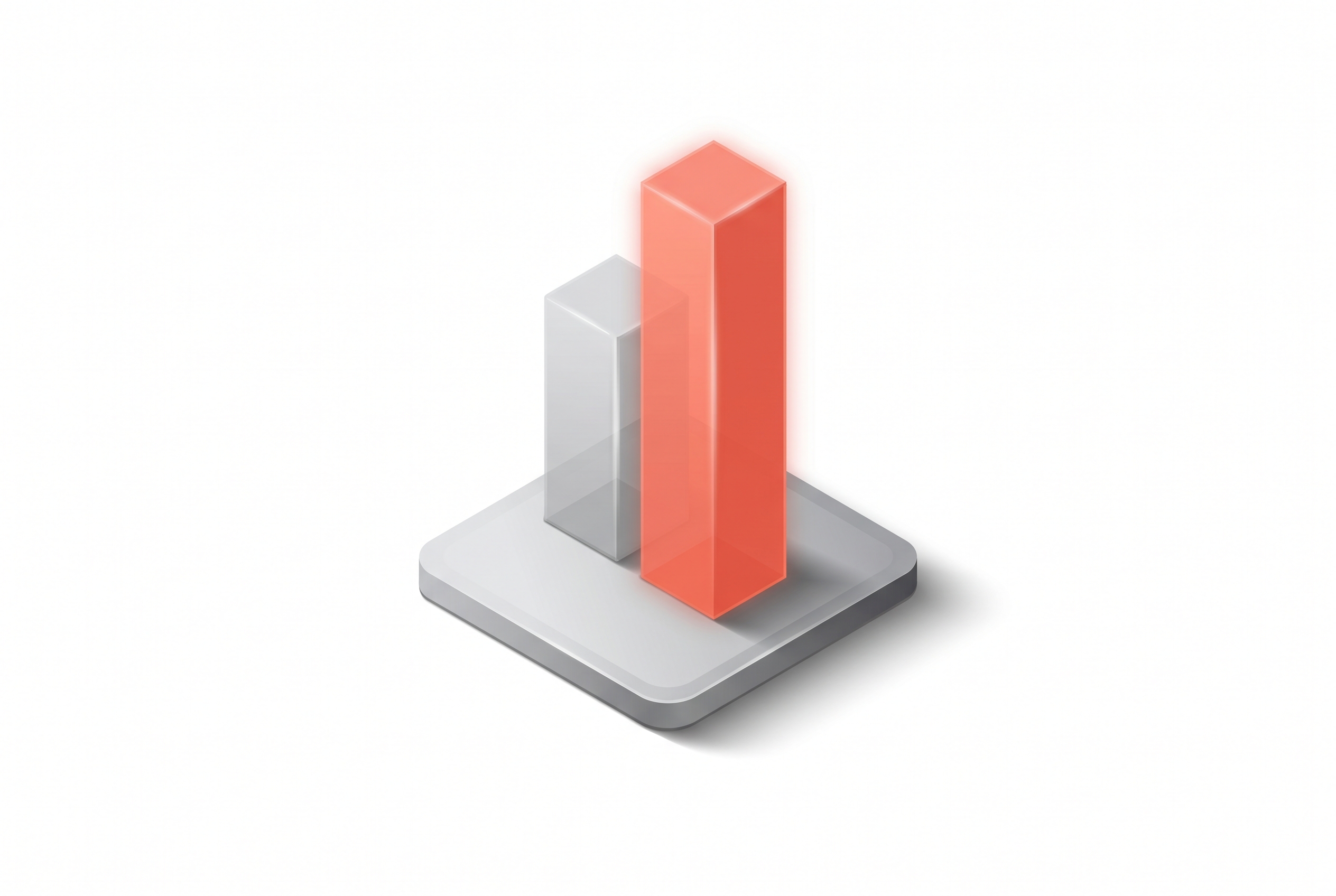 Two translucent vertical bars representing a benchmark comparison